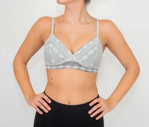 Yummie Tummie Mattie Art Deco Lace Surplice Bralette in Vapor Blue XS YT7-022  - Picture 1 of 5