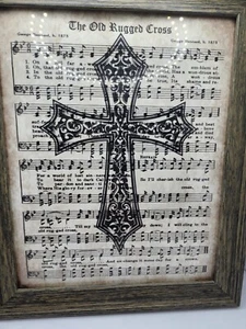 Framed 8x10 Celtic Cross On The Old Rugger Cross Sheet Music - Picture 1 of 3