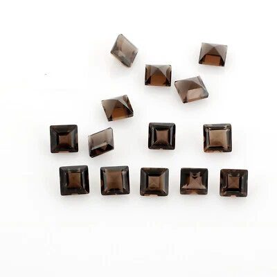 Lote de 1 peça DG5 de quartzo esfumaçado facetado corte quadrado pedra preciosa solta 9x9MM natural - Imagem 1 de 4