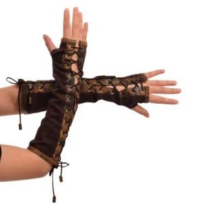 Steampunk Lady Armband Victorian Tie-Up Gothic Girl Hand Sleeves - Picture 1 of 8