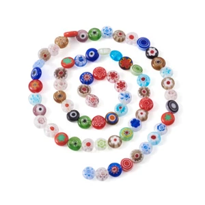 10 hebras 6 mm Millefiori cuentas de vidrio para lámpara coloridas planas redondas (700 piezas) - Imagen 1 de 7