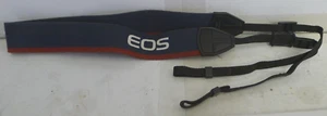Canon EOS 1 1/2" Camera Neck Strap Blue / RED Stripe w/Viewfinder Cover -Vintage - Picture 1 of 9