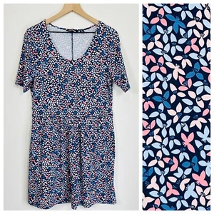 Lands End Floral Short Sleeve Dress Size M/P Soft Stretch Pockets Travel Outdoor - Picture 1 of 6