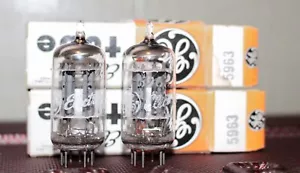 GE 5963 12AU7 PERFECT MATCH PAIR LONG PLT HALO GETR NOS++ NIB VINTAGE 1975 - Bild 1 von 2
