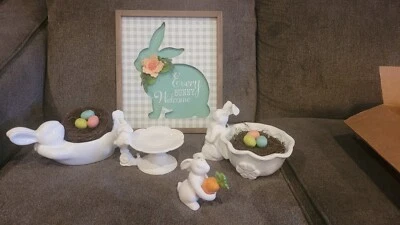 Pier one, Super cute 8pc Easter bunny set in great condition.  - Image 1 of 4