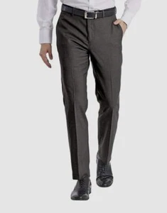Calvin Klein Men Gray Slim-Fit Flat-Front Suit Trousers Dress Pants Size 30W 34L - Picture 1 of 1