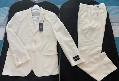 Traje Vince Camuto ajustado elástico marfil para hombre 40S y 30 x 30 pantalones Foto 1 de 4