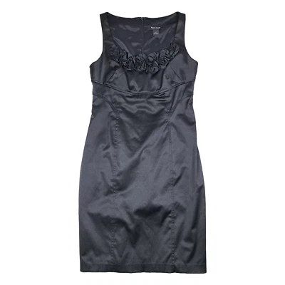 Vestido Vaina Negro Casa Blanca Mercado Negro Satinado 4 Volantes Sin Mangas S WHBM Foto 1 de 4