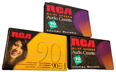 Cinta de casete de audio en blanco RCA 90 minutos RC90 nueva sellada y sin usar lote de 3  Foto 1 de 4