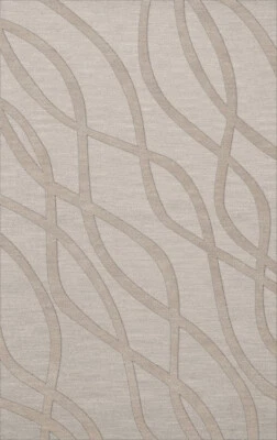 Ivory Transitional Hand Hooked Swirls Lines Stripes Area Rug Abstract DV10 - Image 1 of 2