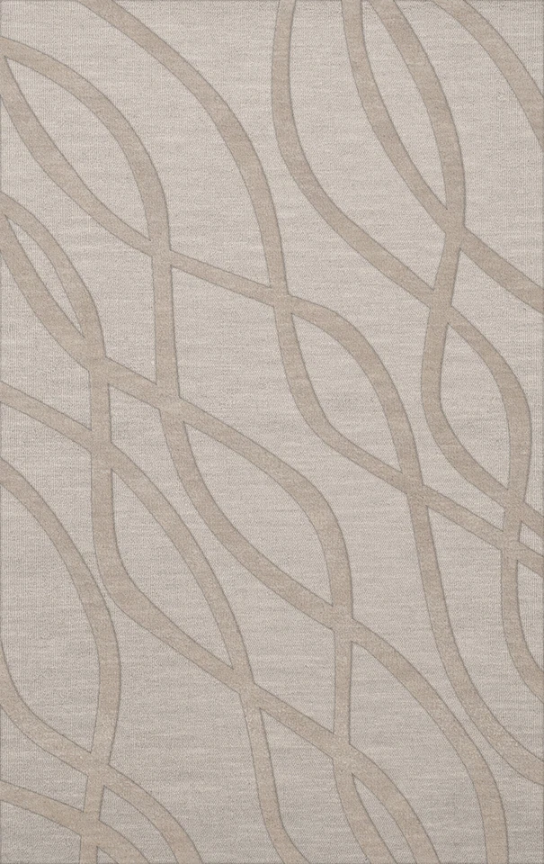 Ivory Transitional Hand Hooked Swirls Lines Stripes Area Rug Abstract DV10 - Image 1 of 2