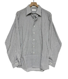 Van Huesen Mens Button Down Dress Shirt Striped Wrinkle Free Size Large 34/35