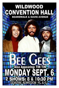 THE BEE GEES 1971 Wildwood NJ CONVENTION HALL CONCERT POSTER SIGN - Picture 1 of 2