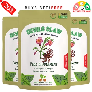 Devils Claw Capsules 14000mg Natural 700mg 20:1 Strong Effective Best Capsules - Picture 1 of 5