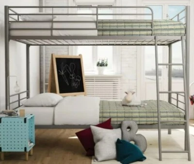 Litera convertible contemporánea/moderna doble sobre doble, plateada Foto 1 de 3