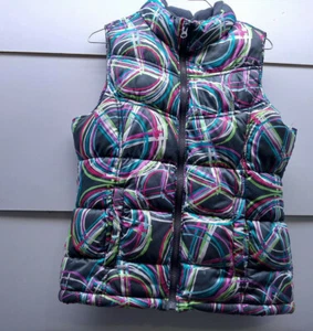 Old Navy Vest Purple Green White Peace Cicles on Blue Women's 14 XL Petite - Picture 1 of 10