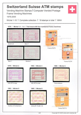 Switzerland ATM stamps 1-16 complete collection MNH incl. A1-A4 Frama Kiosk CVP - Image 1 of 2