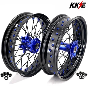 KKE 3.5*17/4.25*17" Supermoto Wheels for KTM 2000-2002 SX EXC MXC 125-520CC Blue - Picture 1 of 14