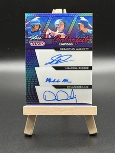 2024 LEAF VIVID COLORFUL COMBOS TRIPLE AUTOS #CCT-21 WALCOTT/MOORE/DREILING 4/7! - Picture 1 of 2