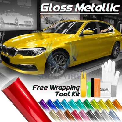 Brillante Metálico Brillante Caramelo Calcomanía Coche Vinilo Envoltura Película Adhesiva Hoja Brillo Hágalo Usted Mismo Foto 1 de 4