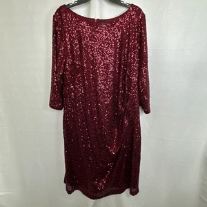 Jessica Howard Lined Sequins Dress Burgundy Sz-24W - Picture 1 of 15
