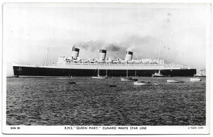 RMS QUEEN MARY CUNARD WHITE STAR LINE UNUSED B&W P/C MY REF 6262 - Bild 1 von 2