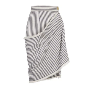 Neu mit Etikett Vivienne Westwood Daphne drapierter Rock marineblau creme Streifen Baumwolle Mini Größe 4 - Bild 1 von 12