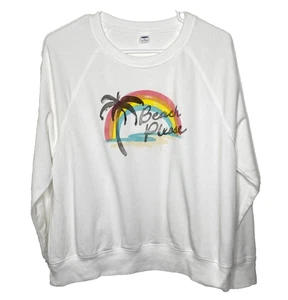 Old Navy Damen Vintage Sweatshirt Rundhals weiß M Langarm French Terry - Bild 1 von 8