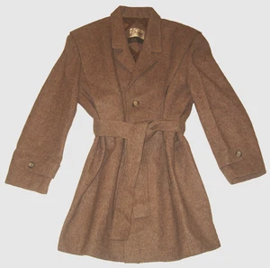 Herren Vintage 60er-70er Jahre Bermans reine Schurwolle hell meliert braun Gürtel Mantel XL - Bild 1 von 9