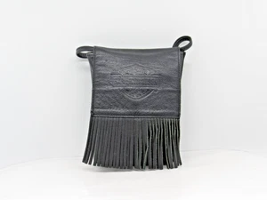 Vintage Harley Davidson Leder Fransen Hüfttasche Handtasche schwarz Schulter Crossbody - Bild 1 von 10