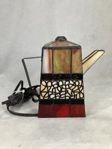 Tiffany-Style Stained Glass Teapot Accent Table Accent Lamp WORKING 8"Tx9"W - Picture 1 of 9