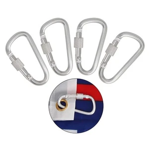 4 Pack Flag Pole Ring Replacement Carabiner Clips Aluminum Alloy Snap Hooks - Picture 1 of 6