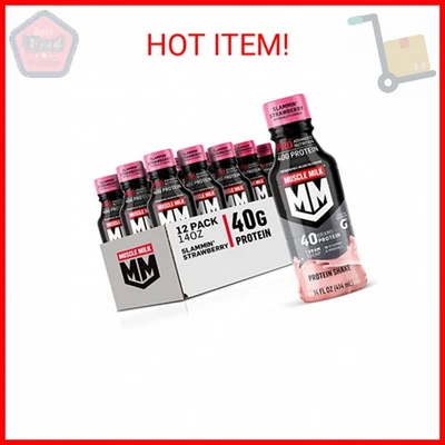 Batido de proteínas Muscle Milk Pro Series, fresa Slammin', 40 g de proteína, 14 fl oz Foto 1 de 2