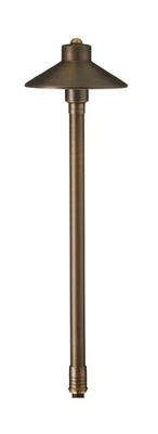 Sombrero Plano 12V Latón Camino Luz 7" Sombra, 24" Alto Sin Transformador Bajo Voltaje Foto 1 de 4