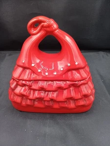 David's Cookies rot Rüschen Geldbörse Keramik Keksdose - Bild 1 von 3