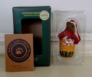 Longaberger BOYDS Bears 2003 PEPPERMINT ELF JOY Letter Ornament Limited Edition - Picture 1 of 3