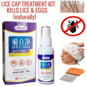 Head Lice Removal & Treatment Comb & Cap Combo Pack – Kills Lice - Safe, Herbal - Picture 1 of 2