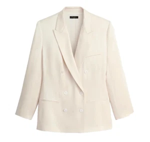 Zara X Kate Moss Ivory Double Breasted Satin Blazer Size M - Picture 1 of 10