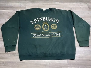 Vintage Edinburgh Scotland Royal Society Of Golf Crewneck Green Sweatshirt Gr. L - Bild 1 von 15