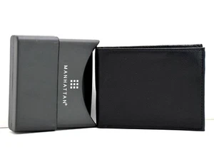 Perry Ellis Manhattan Mens Faux Leather Bifold ID Card Wallet Black - Picture 1 of 6