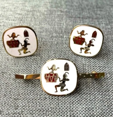Romeo & and Juliet Vintage Cuff Links Tie Tack Jewelry Romantic Gift Rare Love Foto 1 de 4