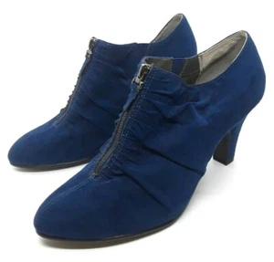Aerosoles Jalapeno Ruched Granny Booties Shootie 12 M Blue Seude Fabric - Picture 1 of 8
