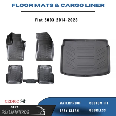 Juego completo de alfombrillas y revestimiento de maletero de coche para Fiat 500X 2014-2023 3D TPE Foto 1 de 4