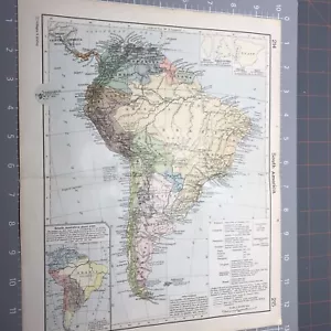 Arte de pared plegado mapa vintage de América del Sur de 1910 - Imagen 1 de 12