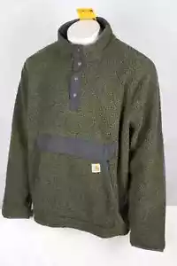 Pullover a presión de vellón relajado Carhartt para hombre bolsa anorak bolsillos verde 104991 - Imagen 1 de 5