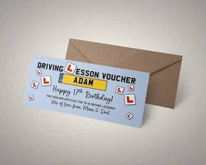 17th Birthday Personalised Driving Lesson Voucher Son Grandson - Picture 1 of 5