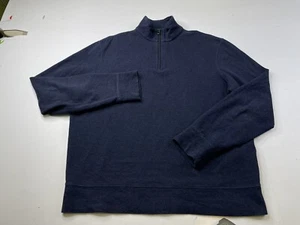 Polo Ralph Lauren Navy Blue 1/4 Zip Herringbone Jersey Pullover Size Medium - Picture 1 of 7