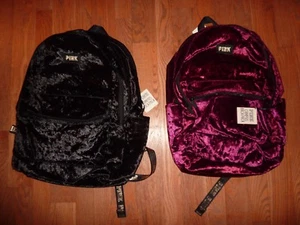 VICTORIAS SECRET PINK RARE FIND CAMPUS VELOUR FULL SIZE BACKPACK ZIP BOOK LAPTOP - Picture 1 of 2