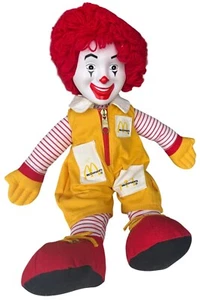 VINTAGE 1984 Ronald McDonald Plush Doll w/Yellow & Red Striped Uniform 15" Tall - Picture 1 of 9