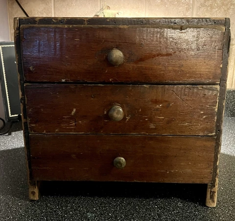 Fabulous Vintage Salesman Sample Primitive 3 Drawer Wood Dresser Handmade Cover